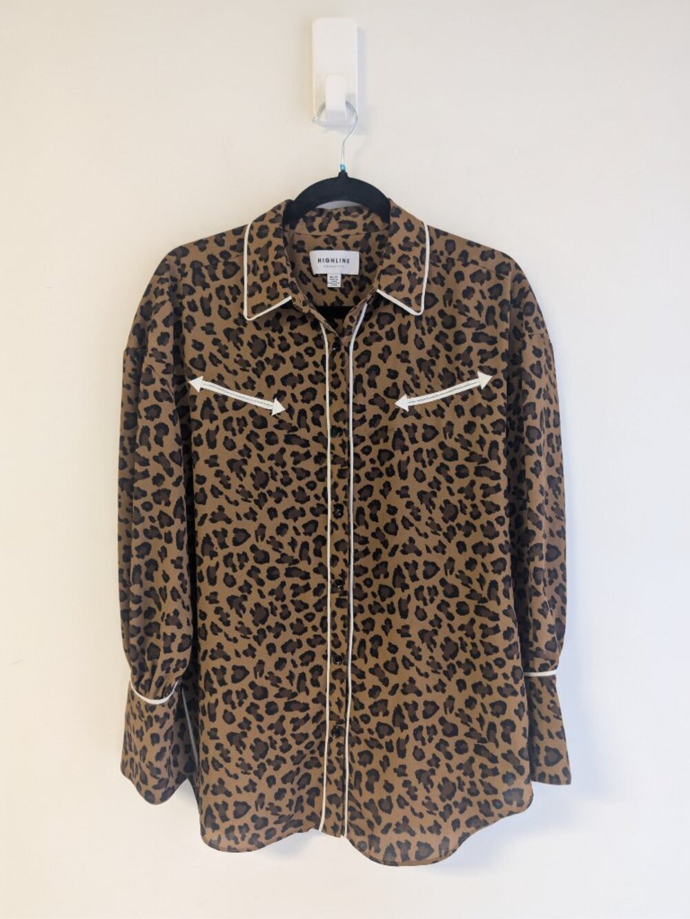 Highline Collective Leopard Print Western Button Up Blouse